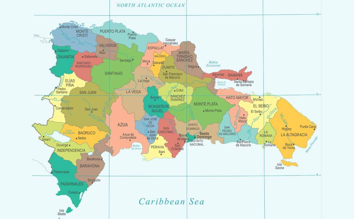 Mapa Republica Dominicana Por Provincia   Mapa Politico Republica Dominicana 1200x743 